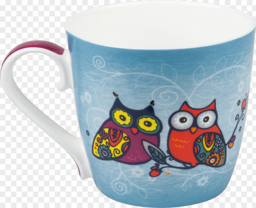 Owl Blue Coffee Cup Mug PNG