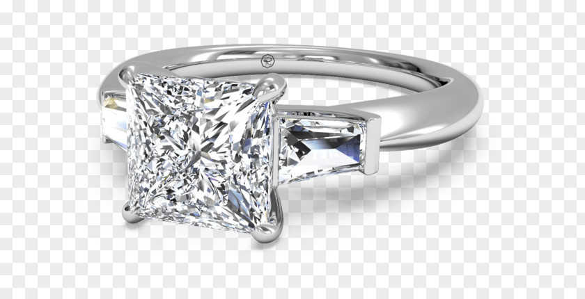 Princess Cut Diamond Engagement Ring PNG