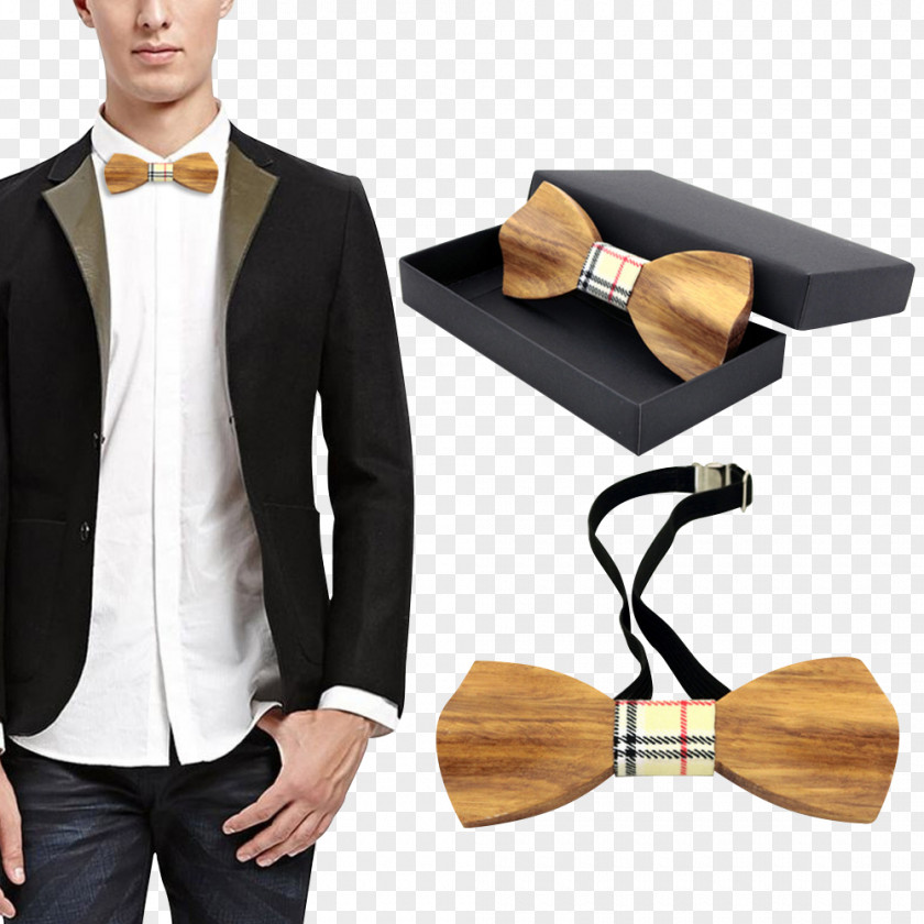 Wood Wedding Tuxedo Bow Tie Butterfly Necktie PNG