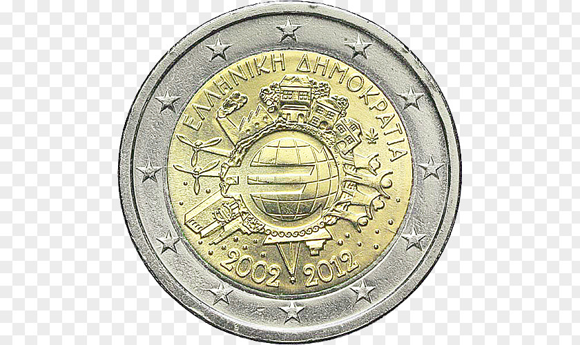 2 Euro Coin Greece Coins PNG