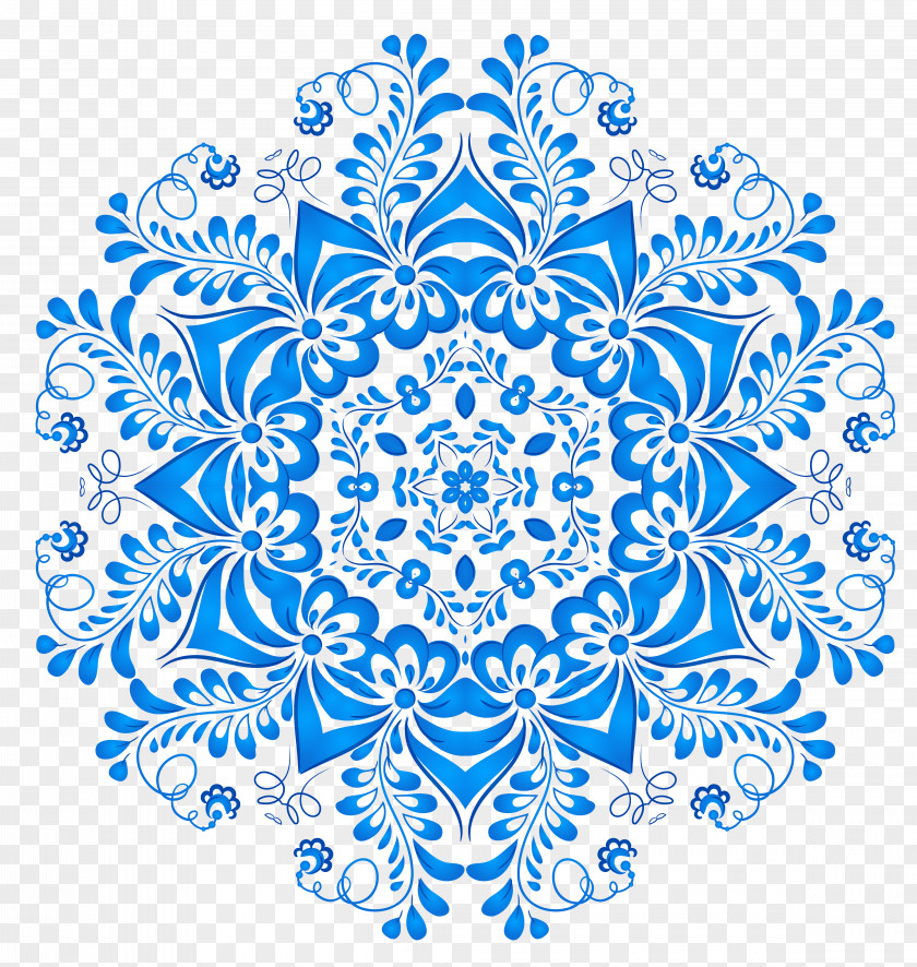 Blue Floral Ornament Clip Art PNG