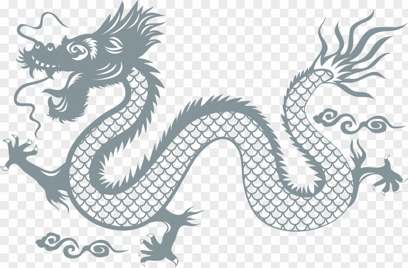 Chinese Dragon Vector Blue China Wall Decal Sticker PNG