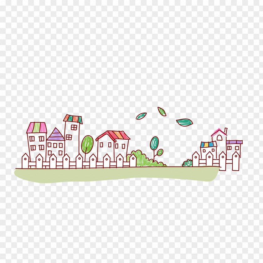 Cartoon Simple Small Town PNG
