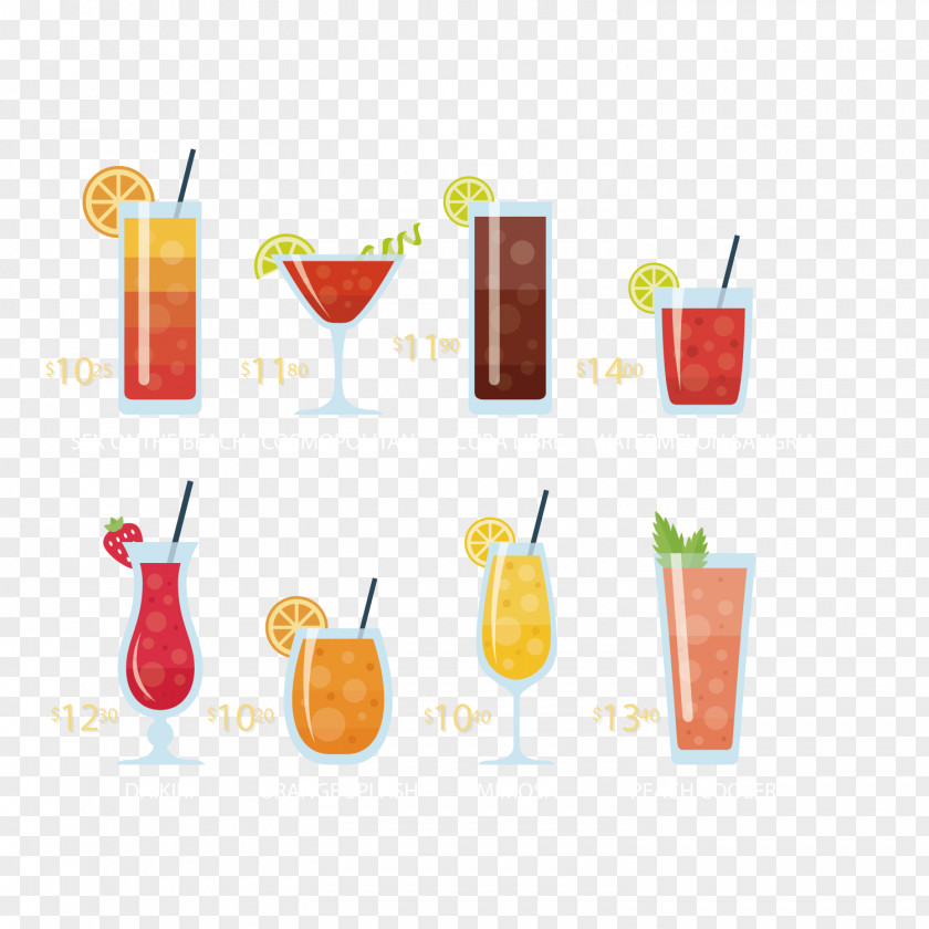 Hand Painted Vector Of Various Fruit Juice Sea Breeze Cocktail Garnish Bloody Mary PNG