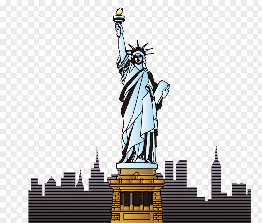 Statue Of Liberty Landmark Cartoon PNG