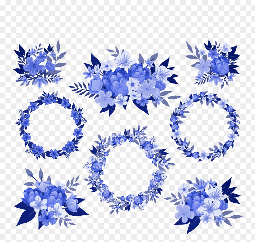 Blue Wreath Cut Flowers Floral Design PNG