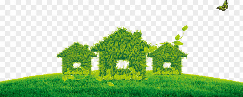 Spring Green Grass Houses Environmental Protection House Painter And Decorator Recycling PNG