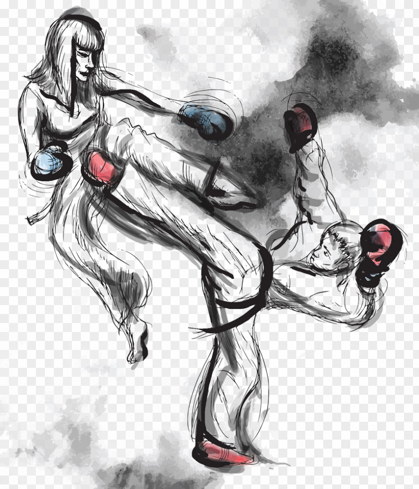 Hand-painted Wrestling Korea Taekwondo Association Martial Arts Stock Photography PNG