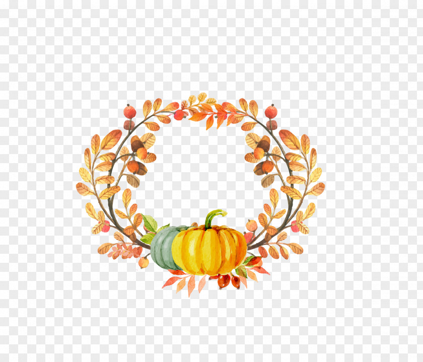 Vector Color Pumpkin Wreath Decoration Baby Shower Autumn Party Halloween PNG