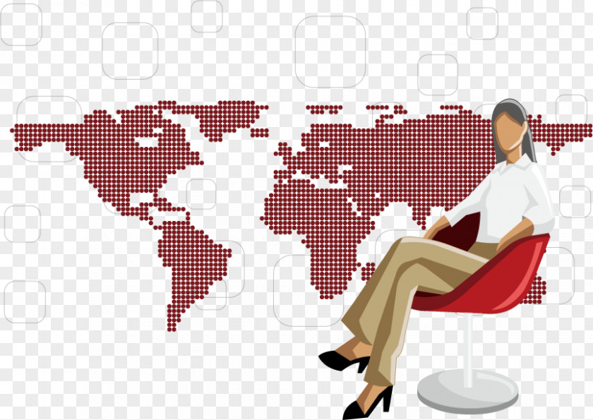 Business People World Map Globe Wall Decal PNG