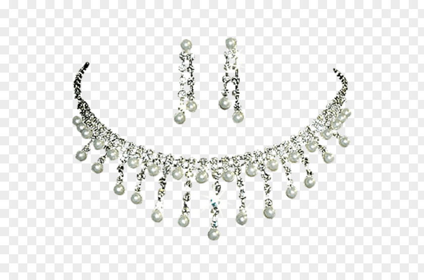 Jewelry Rhinestone Pearl Body Jewellery Necklace Silver PNG