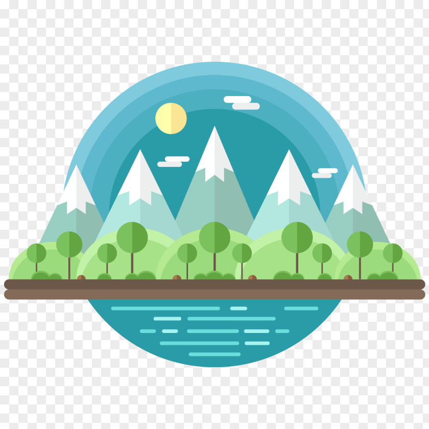 Vector Mountain And Trees PNG
