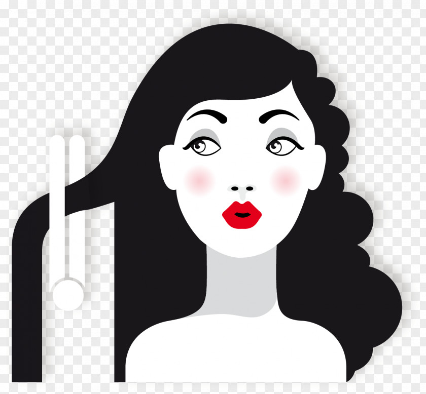 Vector Red Lips Beauty Hair Iron Comb Straightening Roller PNG