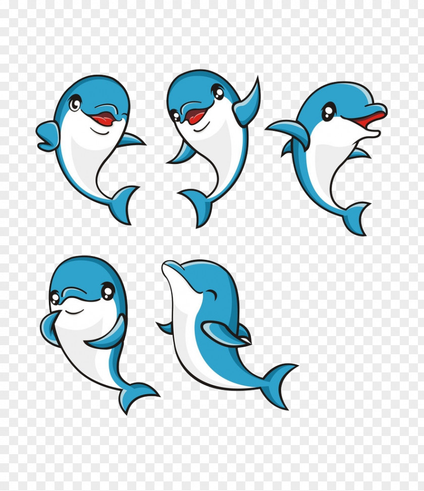 Blue Cute Dolphins Cartoon Dolphin Clip Art PNG