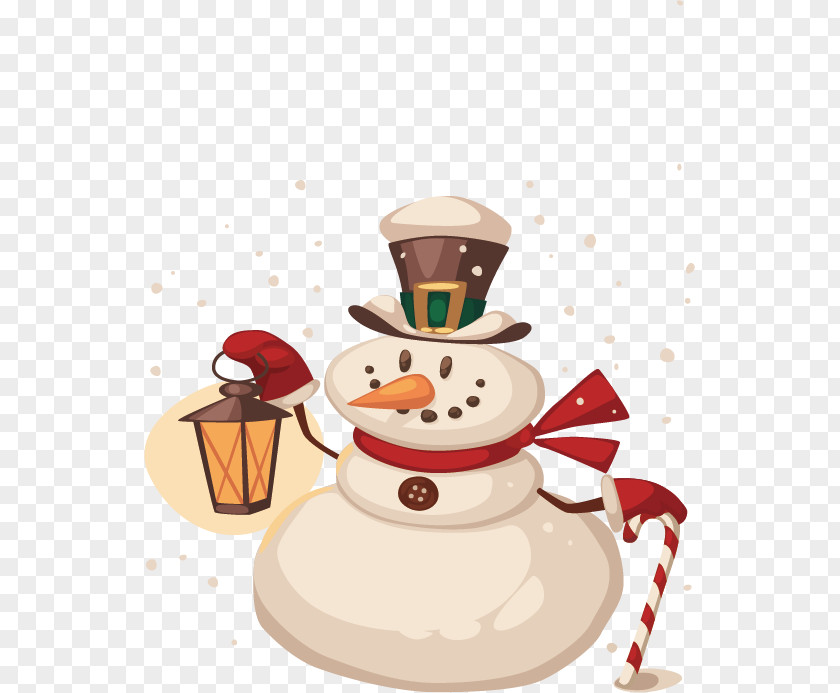 Snowman Holding A Lamp Santa Claus Christmas Tree Child Decoration PNG