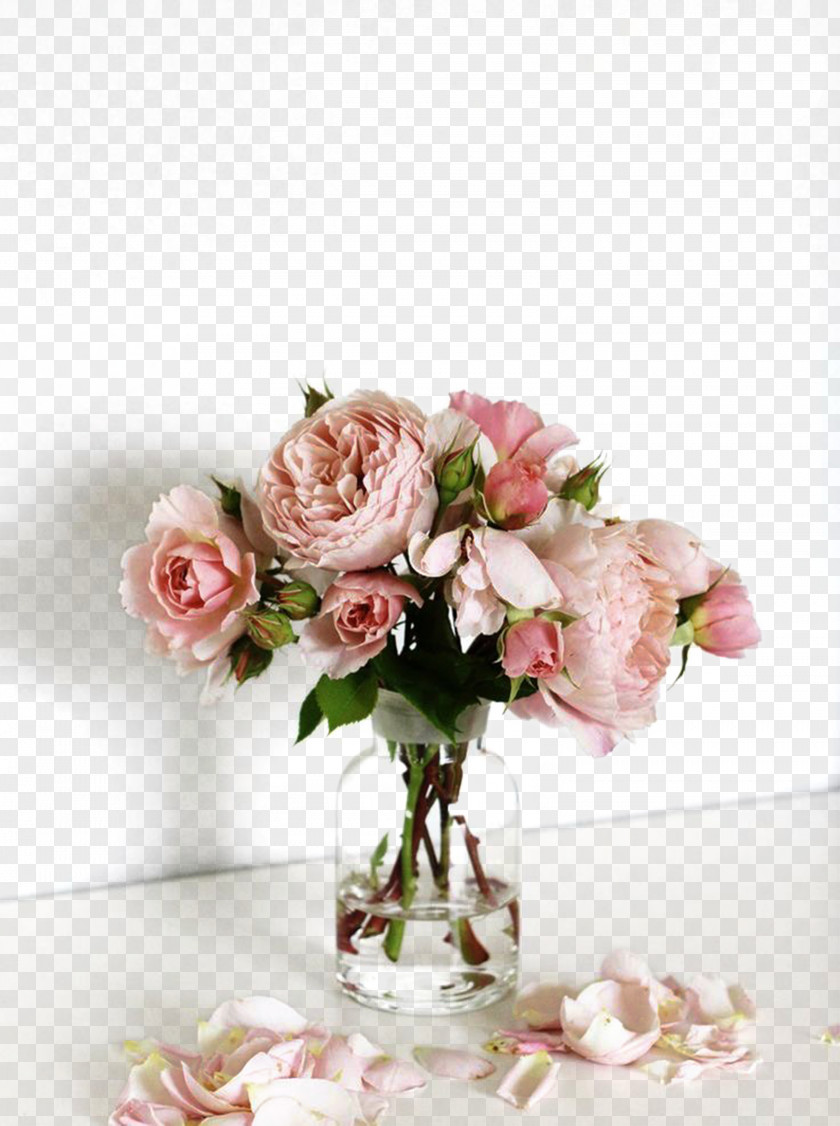 Flower Bouquet Vase Rose Glass PNG
