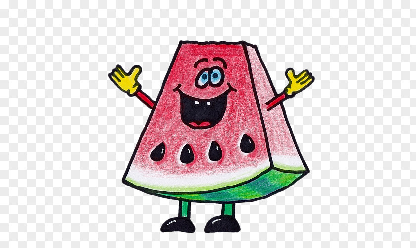 Hand-painted Watermelon Man Ice Cream Cone Drawing PNG