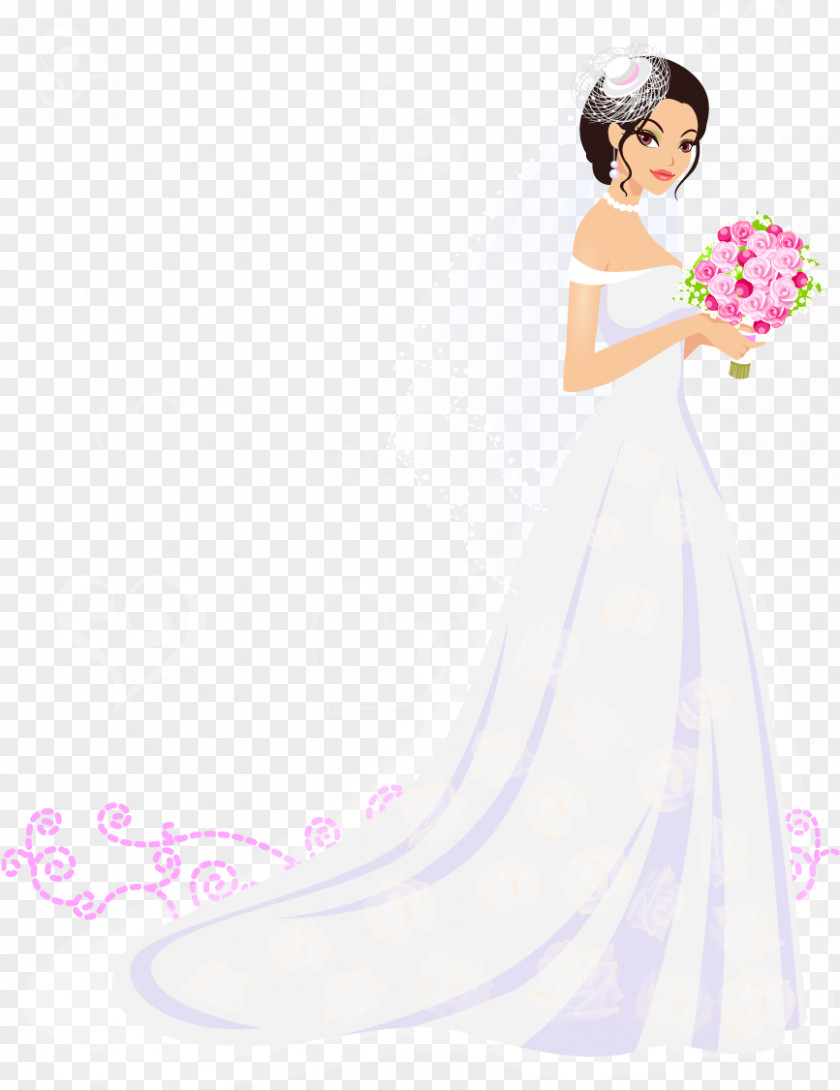 Vector Bride Contemporary Western Wedding Dress Flower PNG