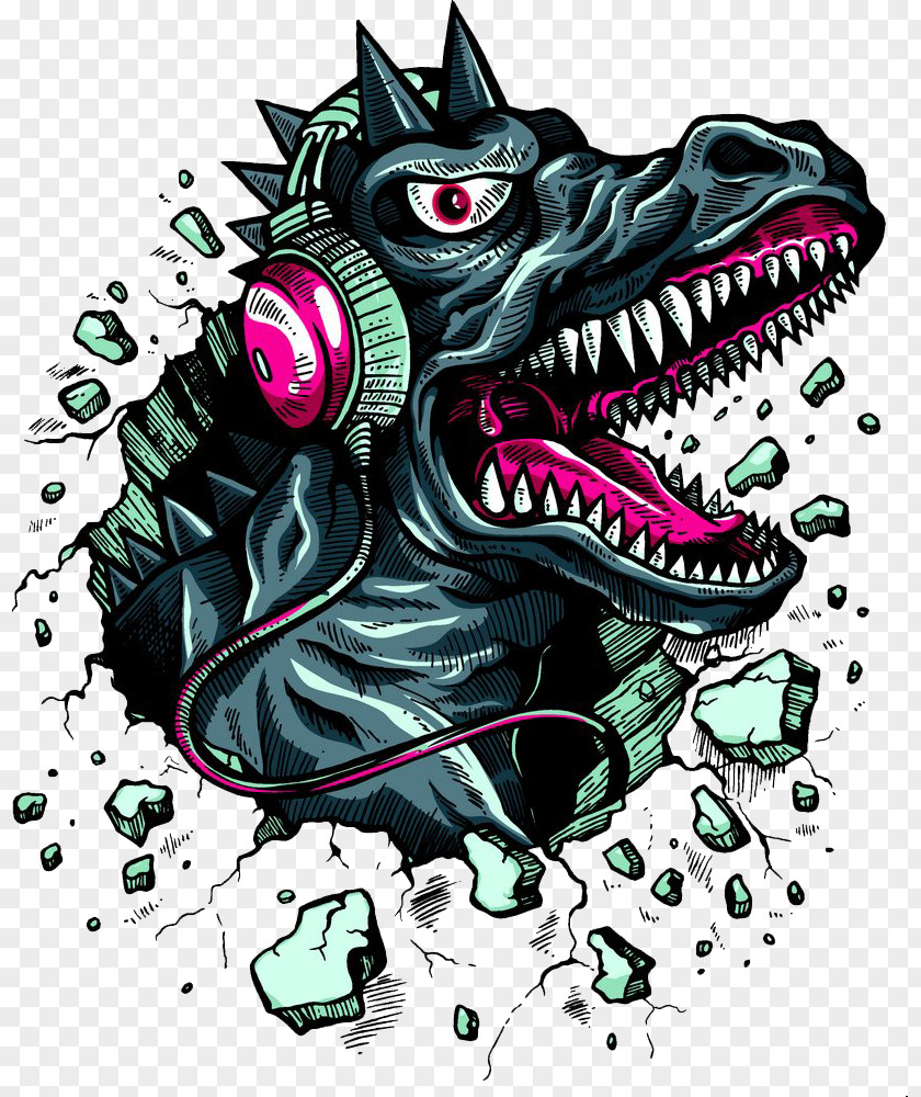 Dinosaur Tyrannosaurus T-shirt Headphones Clothing PNG