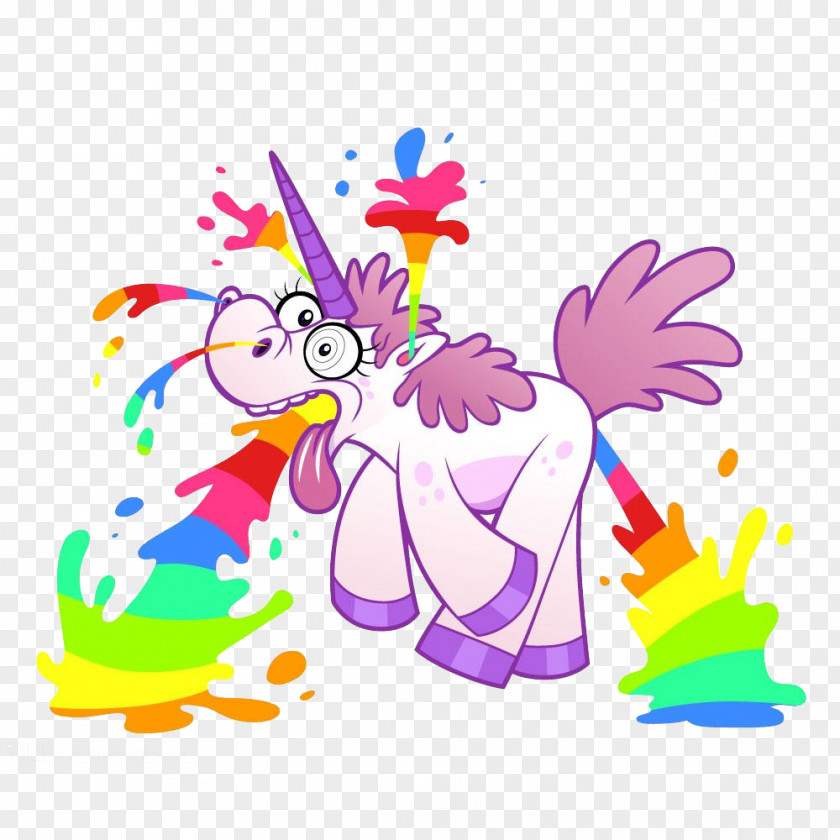 Hand Painted Colored Rhino Material Unicorn Rainbow Euclidean Vector Arc Illustration PNG