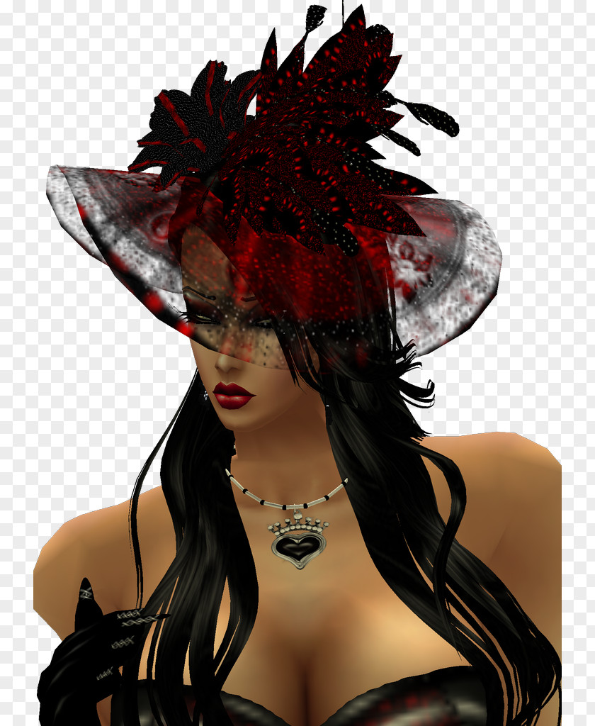 Hat Headpiece Long Hair Wig PNG