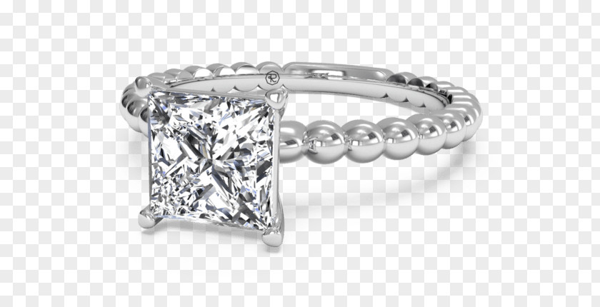 Princess Cut Diamond Engagement Ring Solitaire Wedding PNG