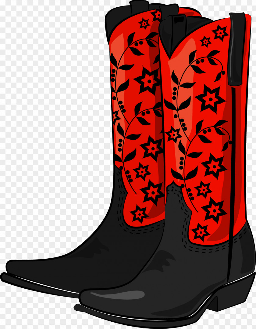 Vector Hand-painted Boots Cowboy Boot High-heeled Footwear Clip Art PNG
