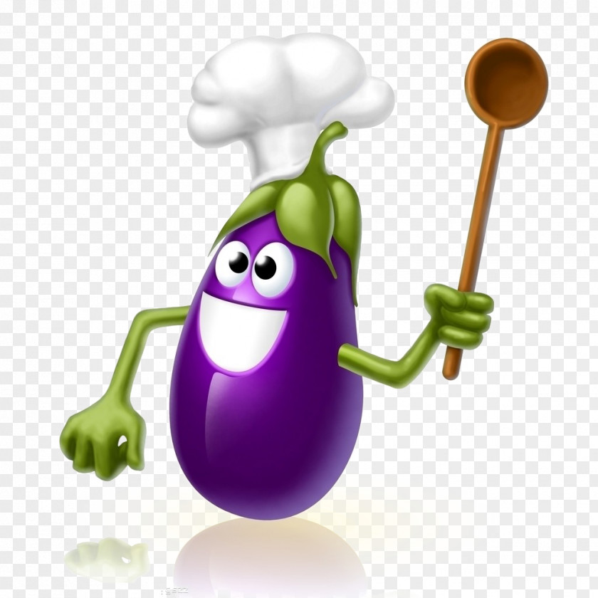 Cartoon Cook Eggplant Vegetable Fruit Bell Pepper Food Clip Art PNG