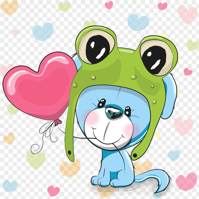 Puppy With Hat Frog Cartoon Cuteness Illustration PNG