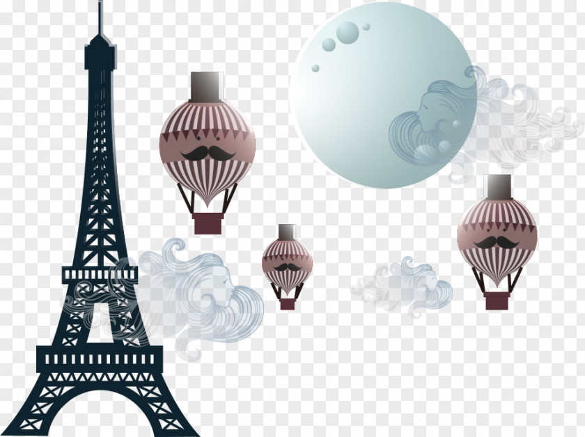 Vector Moon Tower Eiffel Decal PNG