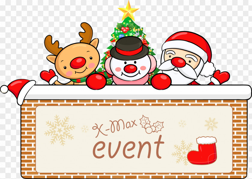Vector Santa Claus Elk Tag Reindeer Christmas Ornament Clip Art PNG