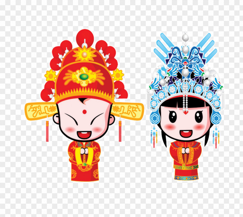 Cartoon Bride And Groom Celebrate Chinese New Year Song Bainian PNG