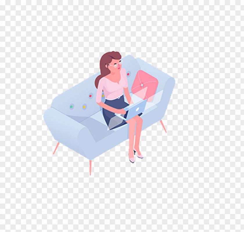 Creative Flat Sofa Woman Digital Illustration Illustrator Industries PNG
