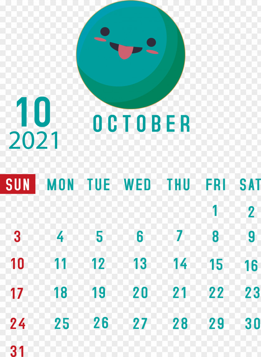 October 2021 Printable Calendar PNG