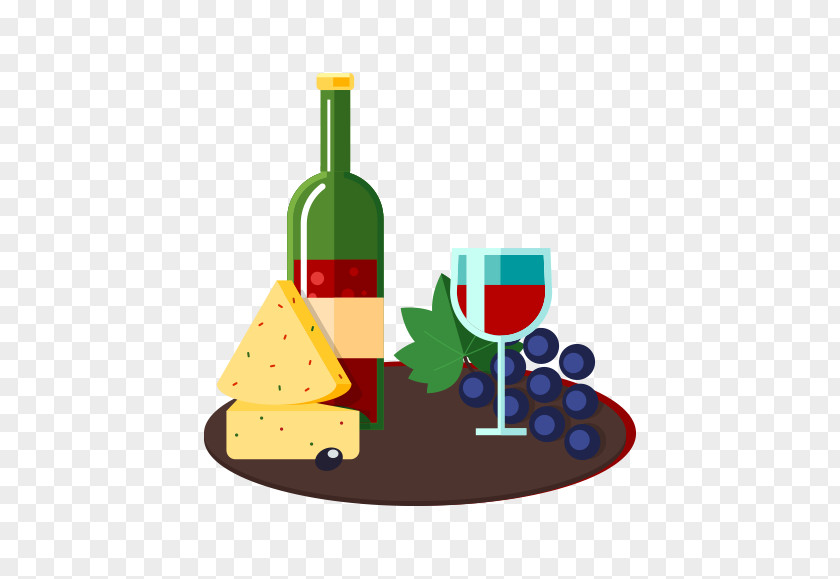Wine Cheese Flat Illustrations Red Illustration PNG