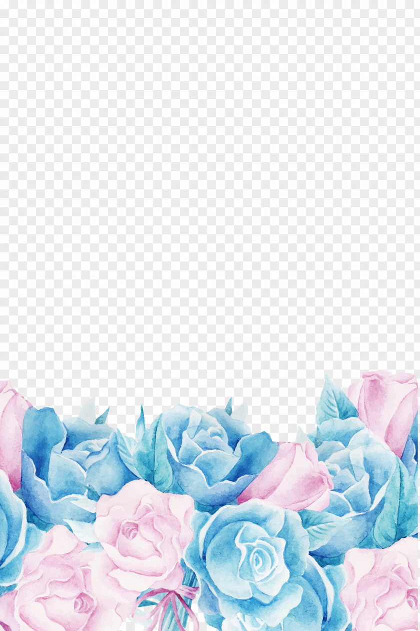 Beautiful Hand-painted Rose Sea Material Blue Flower PNG