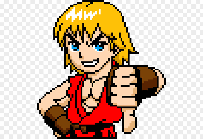 Ken Masters Pixel Art Cross-stitch Museum PNG