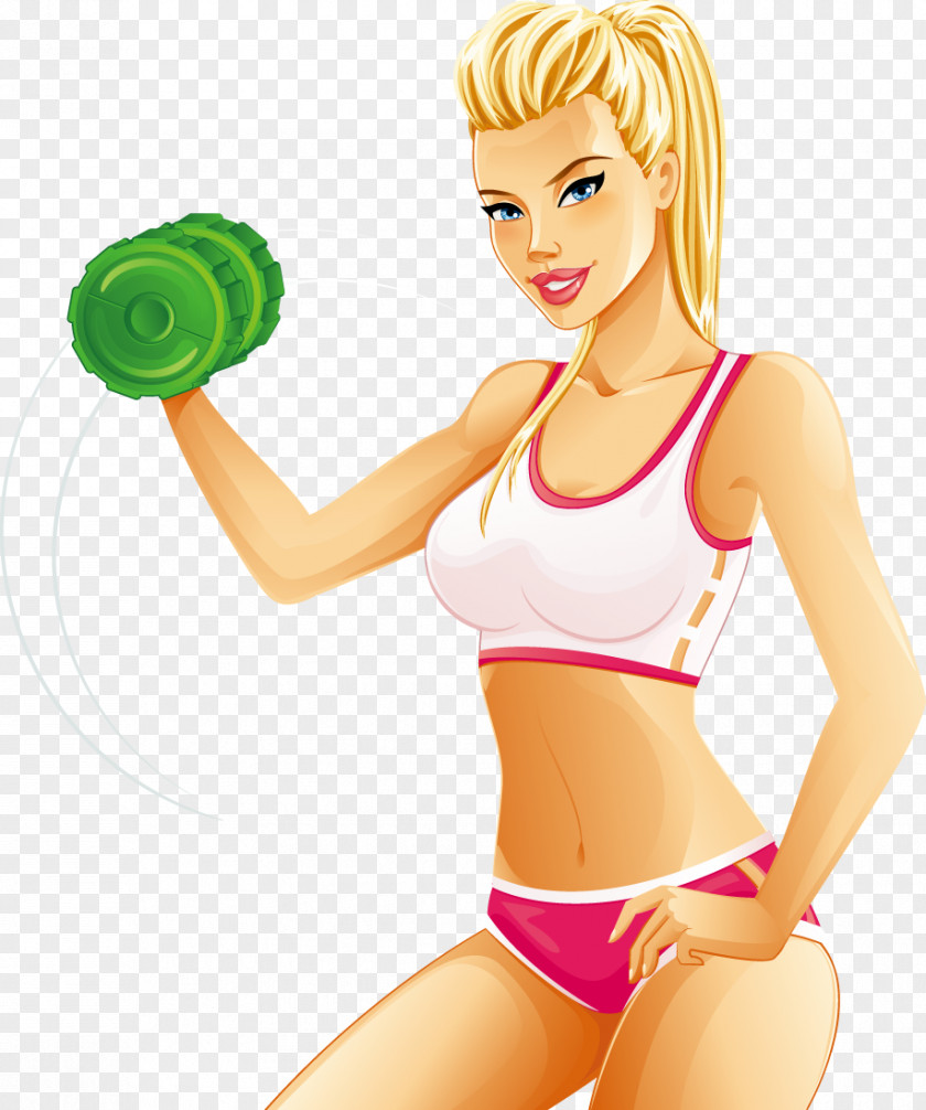 Physical Fitness Exercise Weight Training Dumbbell PNG fitness exercise training Dumbbell, Barbell girl, yellow-haired woman in sportswear illustration clipart PNG