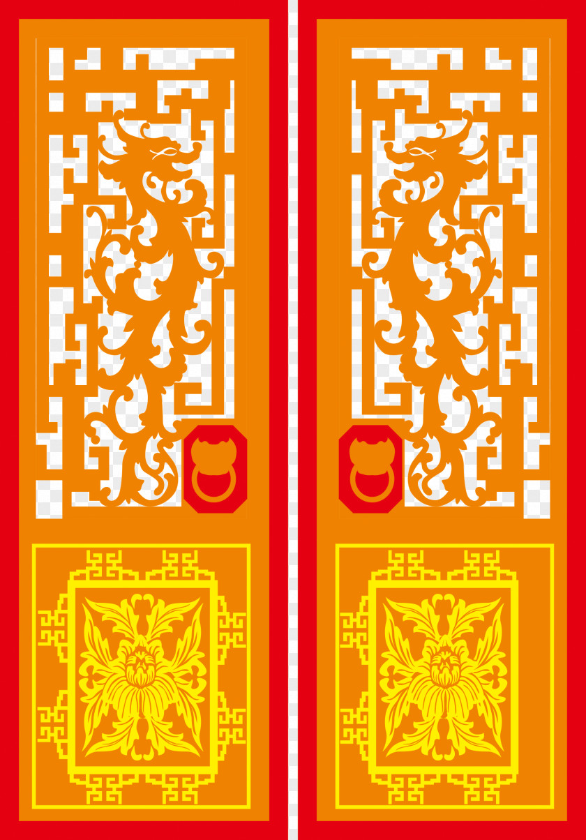 Border Pattern Chinese Style Doors Window Paper Door Folding Screen PNG