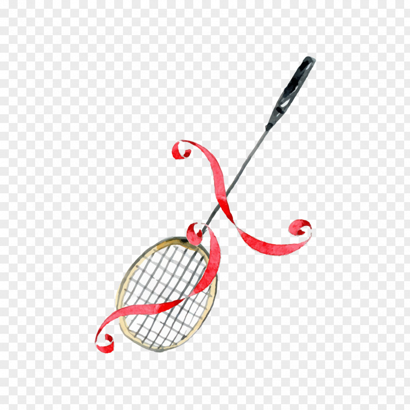 Grey Badminton Racket And Red Ribbon Ifugao State University Sport PNG