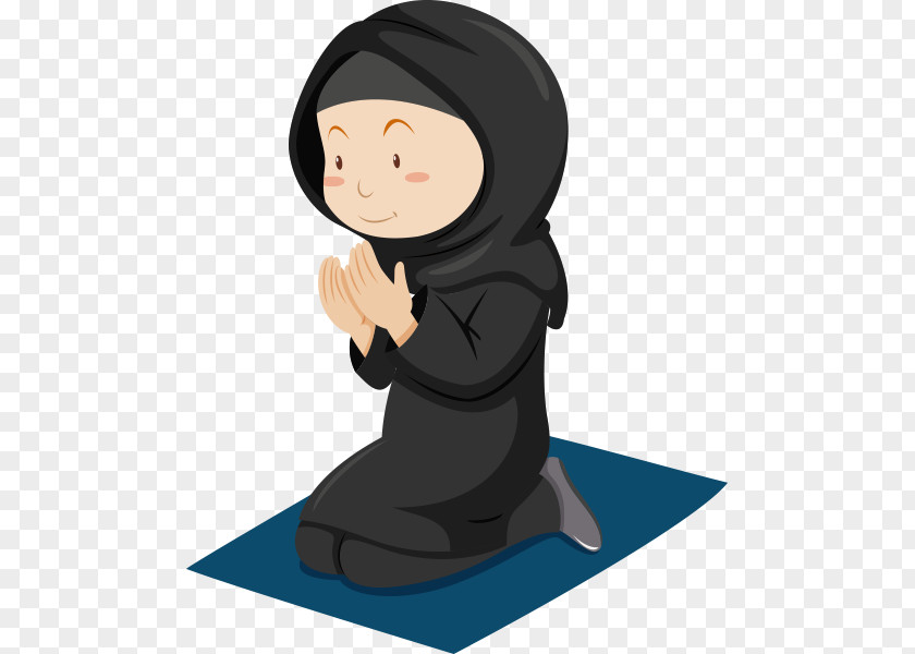 Muslim Salah Islam Prayer PNG , Islam, woman kneeling on mat wearing hijab illustration clipart PNG