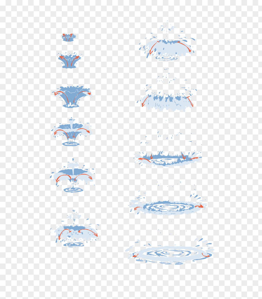 Water Effect Animation Drawing Model Sheet PNG