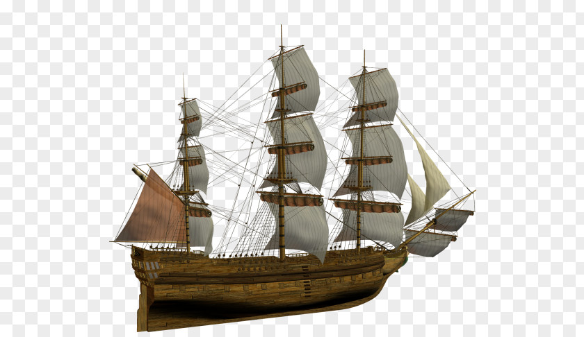 Ancient Sailing Brigantine Ship Clipper Of The Line Galleon PNG