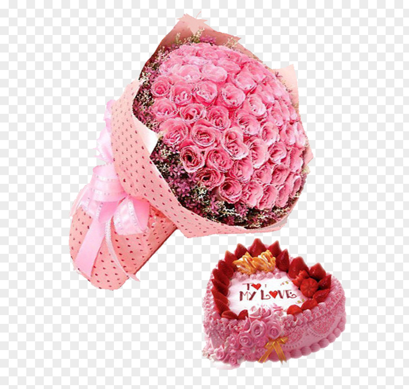 Pink Flowers Gift Bouquet Nanchong Birthday Cake Tmall Cream Flower PNG