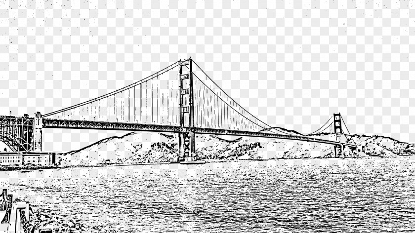 Vector Bridge Golden Gate Black And White Suspension PNG