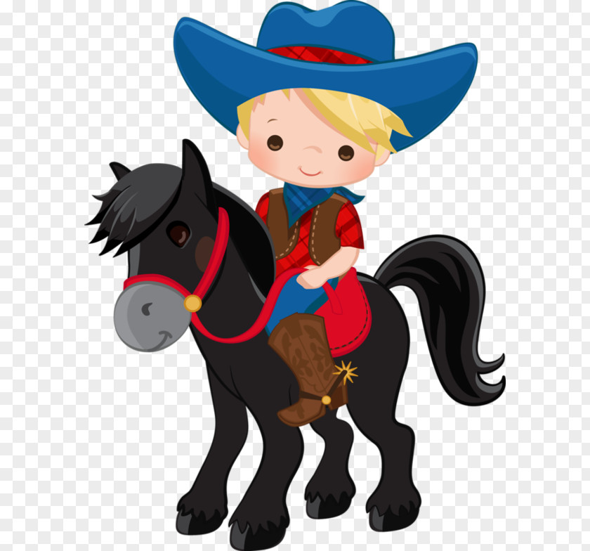 Cowboy On Horse Vector Drawing Clip Art PNG