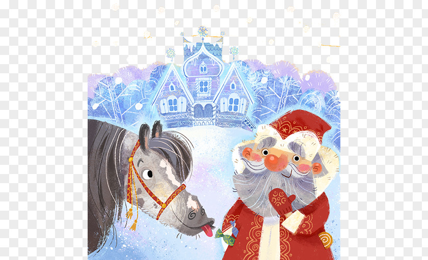 Hand-painted Santa Claus Castle Ded Moroz Book Letter Illustration PNG
