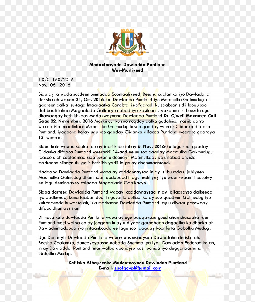 Quraan Document Puntland Line PNG