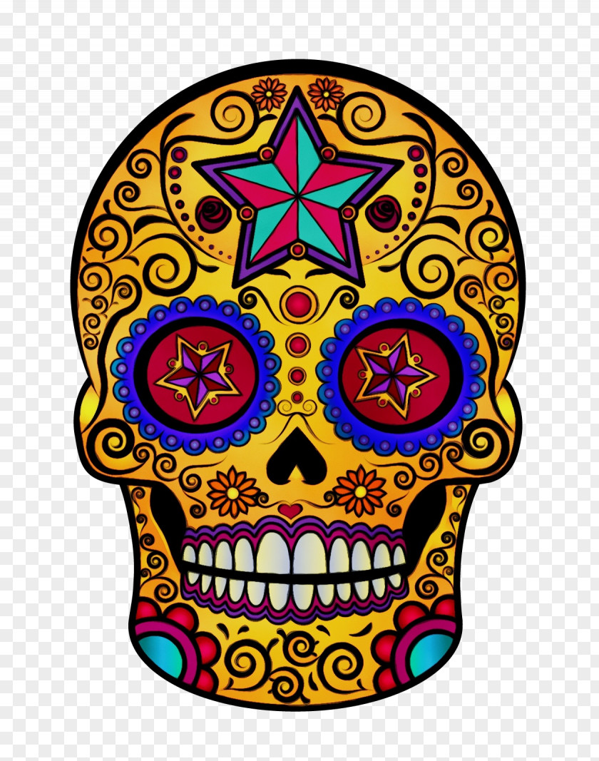 Symbol Visual Arts Skull Bone Head Yellow PNG