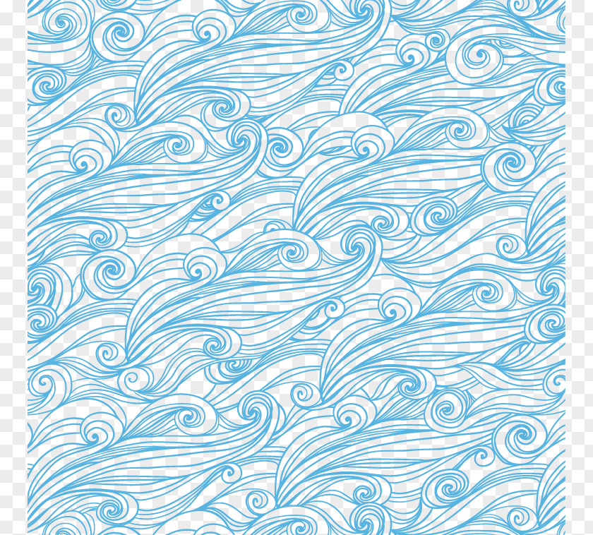Vector Blue Wave Pattern Seamless Background Wind Euclidean PNG
